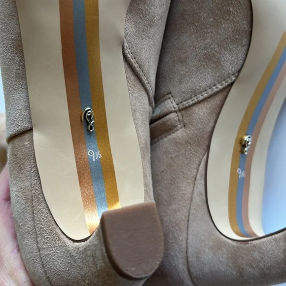 Sam Edelman Molly Suede Leather Knee High Nude Kitten Heel Boots (WIDE CALF) - Picture 3 of 11